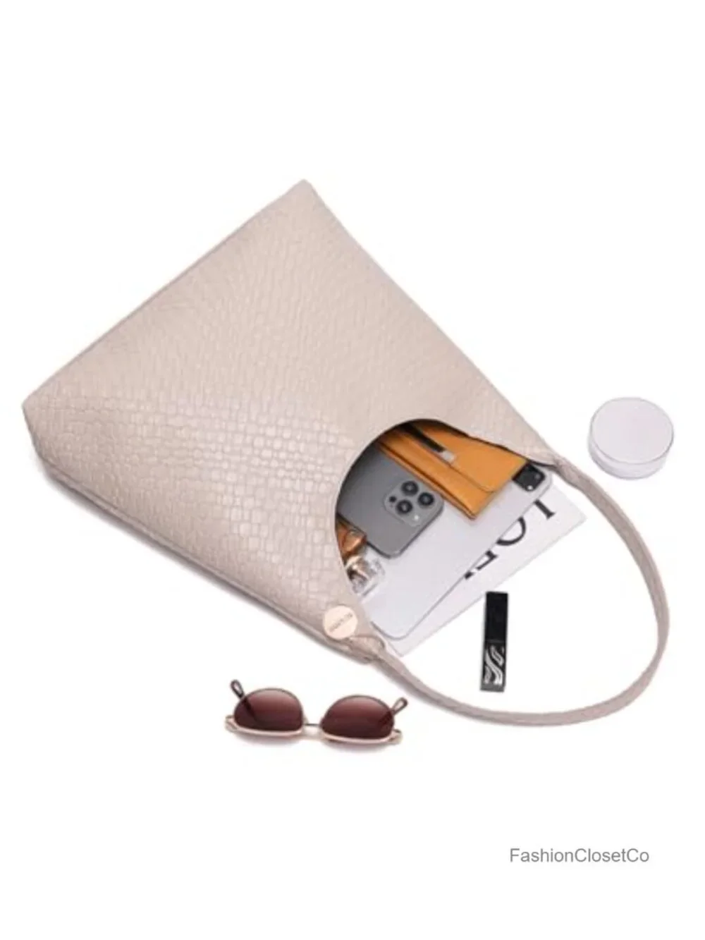 Vegan Woven Slouchy Hobo Tote Bag with Zipper Large Shoulder Handbag